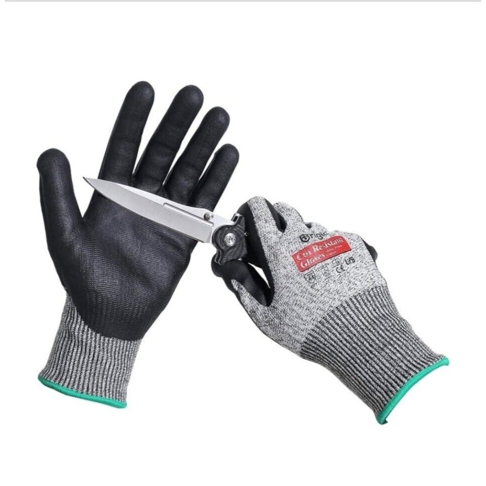 Brigic Level 5 Cut Resistant Gloves, Foam Nitrile Coating